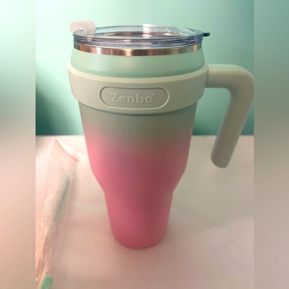 Brand new Zenbo 40OZ Tumbler hot + Cold mug with replacement lip and straws